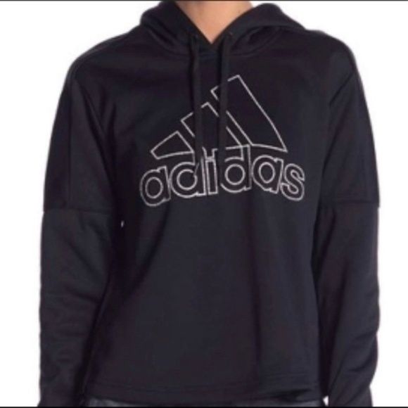 adidas Tops - Adidas Black and white Logo Hoodie Size Small